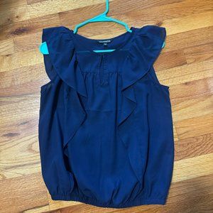 Express - Navy Blue Ruffle Blouse